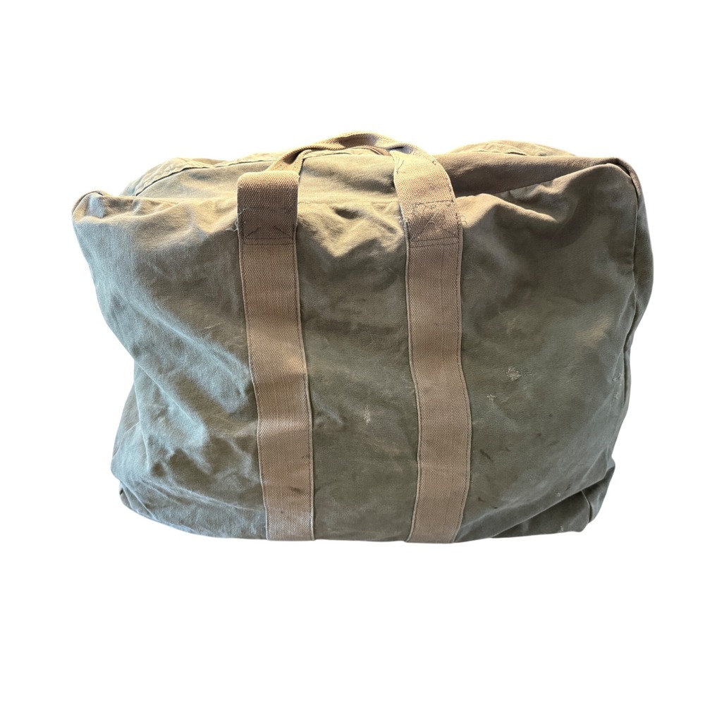 Vintage Military Canvas Flyers Kit Bag Olive Drab Green Duffle Travel Bag